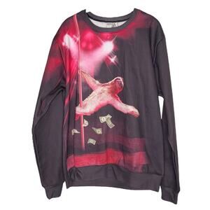Sharp Shirter Stripper Sloth Crewneck Pullover Sweatshirt Men’s Size Medium